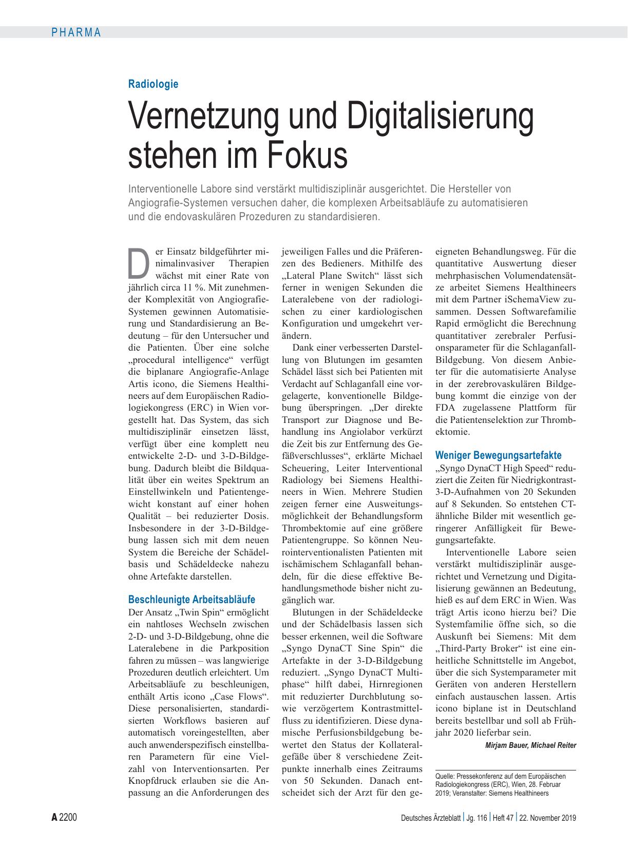 Vorschauseite 1: Radiologie: Vernetzung und Digitalisierung stehen im Fokus
