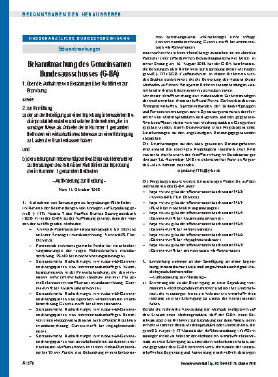 Vorschauseite 1: Bekanntmachung des Gemeinsamen Bundesausschusses (G-BA)