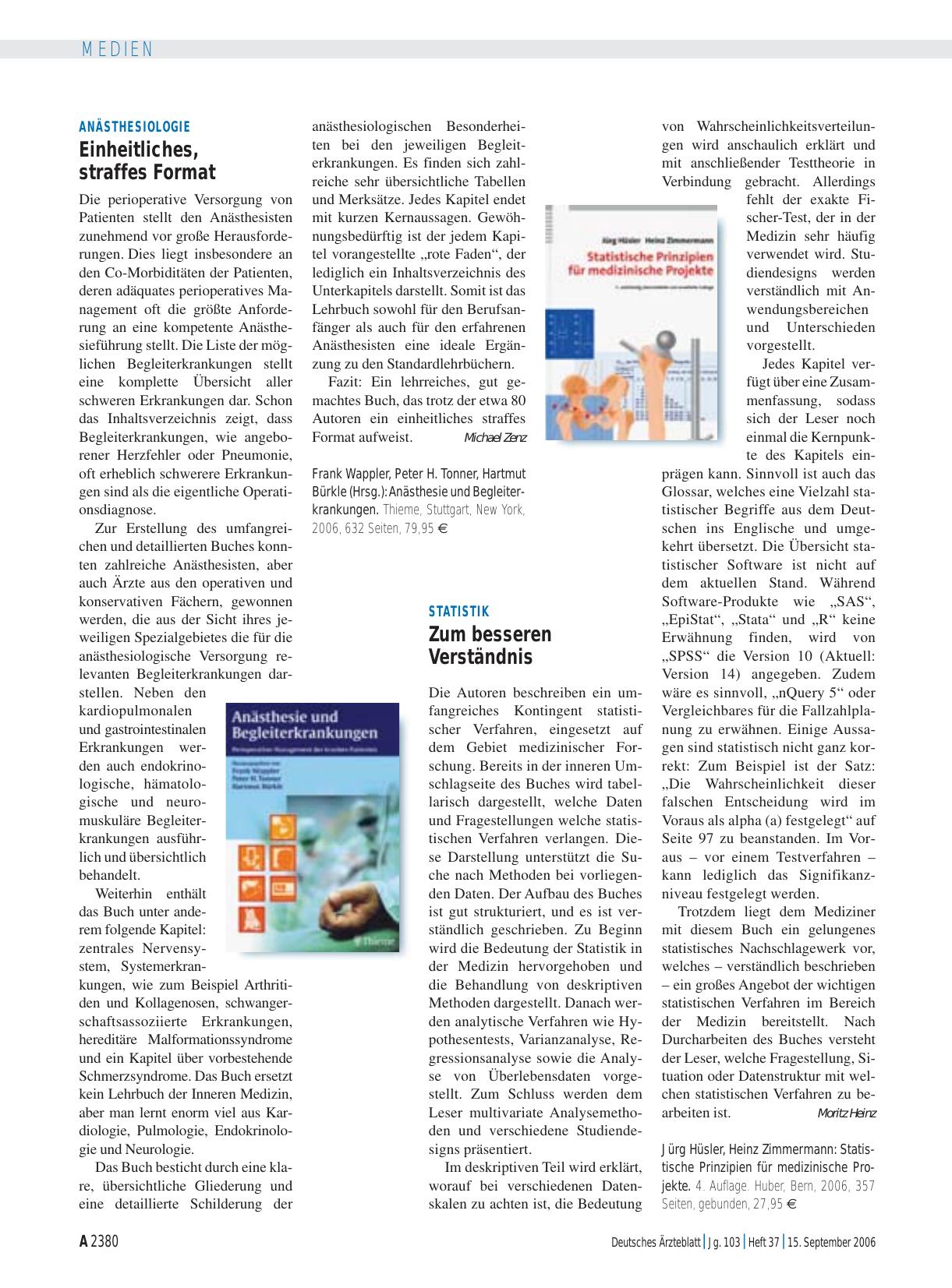 Vorschauseite 1: Anästhesie und Begleiterkrankungen