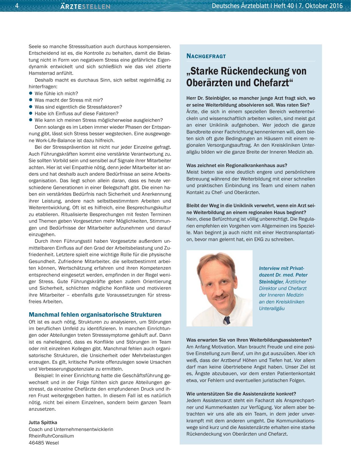Vorschauseite 1: „Starke Rückendeckung von Oberärzten und Chefarzt“