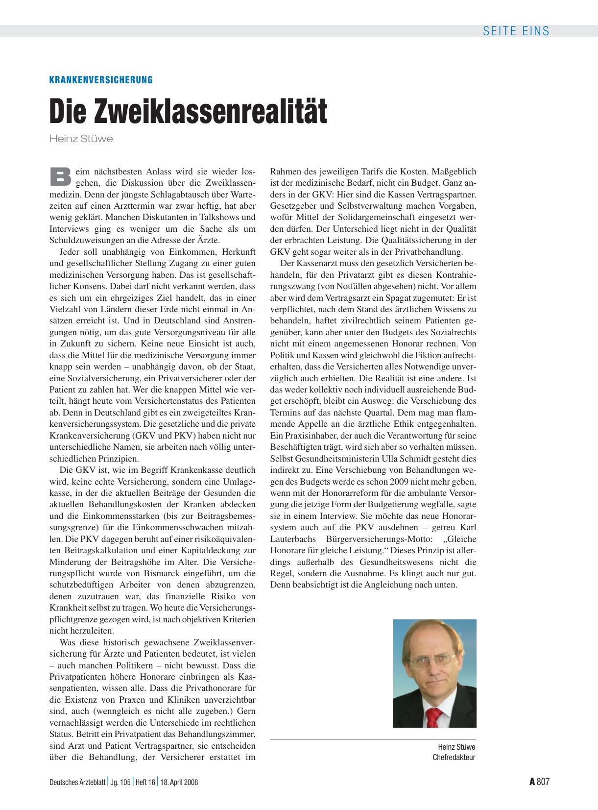 Vorschauseite 1: Krankenversicherung: Die Zweiklassenrealität