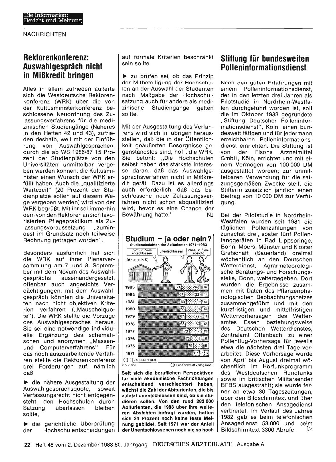 Vorschauseite 1: Studium - ja oder nein?
