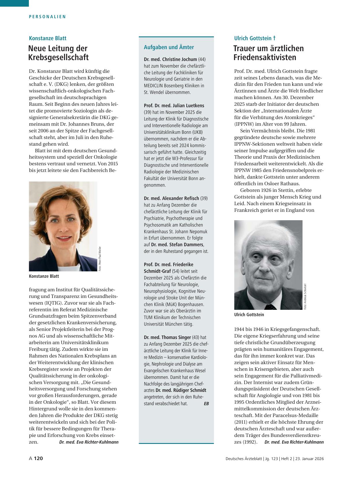 Vorschauseite 1: Konstanze Blatt: Neue Leitung der Krebsgesellschaft