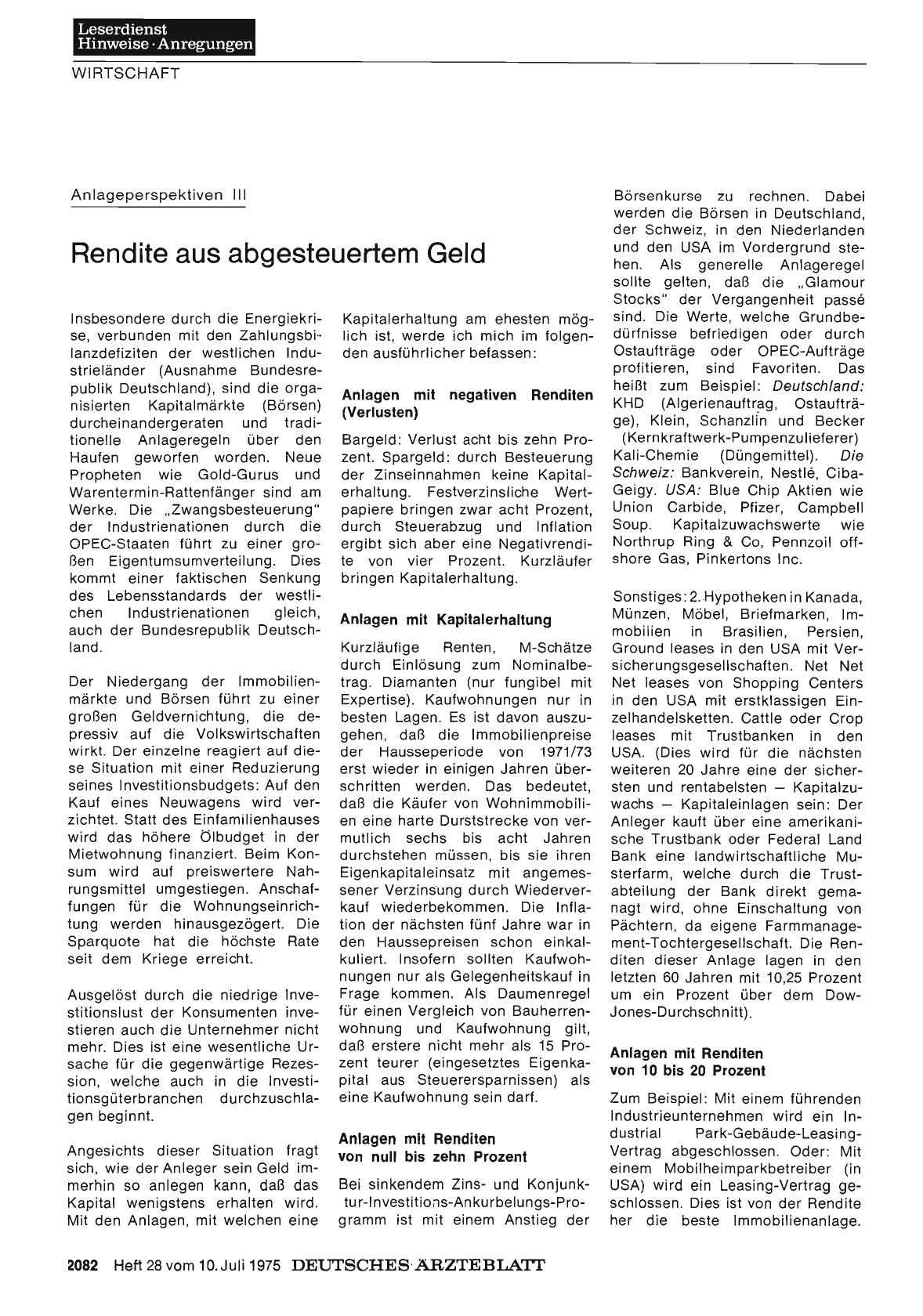 Vorschauseite 1: Anlageperspektiven III: Rendite aus abgesteuertem Geld