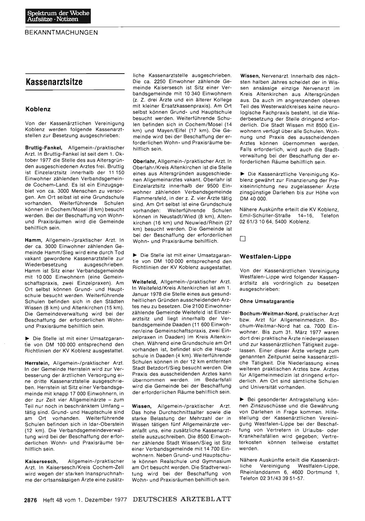 Vorschauseite 1: Kassenarztsitze