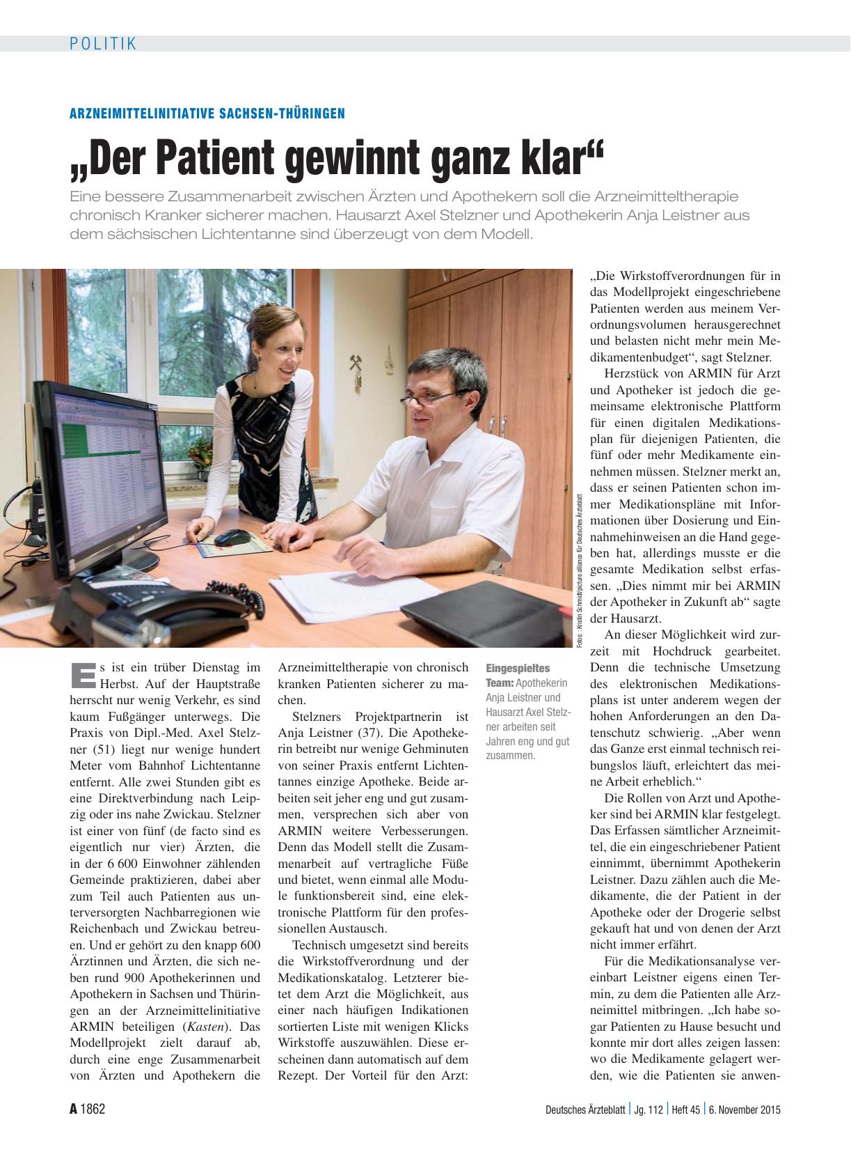 Vorschauseite 1: Arzneimittelinitiative Sachsen-Thüringen: „Der Patient gewinnt ganz klar“