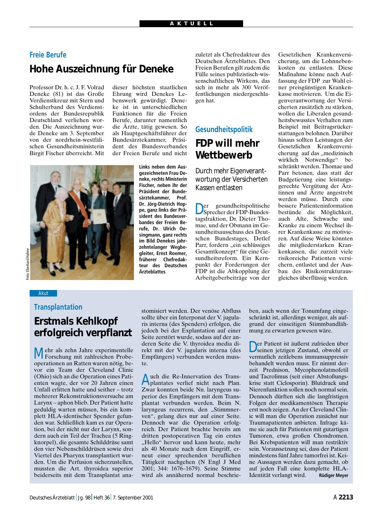 Vorschauseite 1: Transplantation: Erstmals Kehlkopf erfolgreich verpflanzt