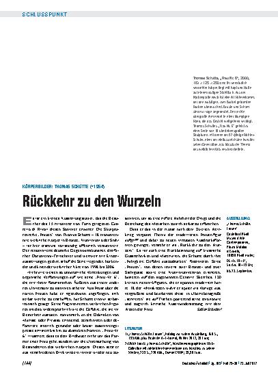 Vorschauseite 1: Körperbilder: Thomas Schütte (*1954) - Rückkehr zu den Wurzeln