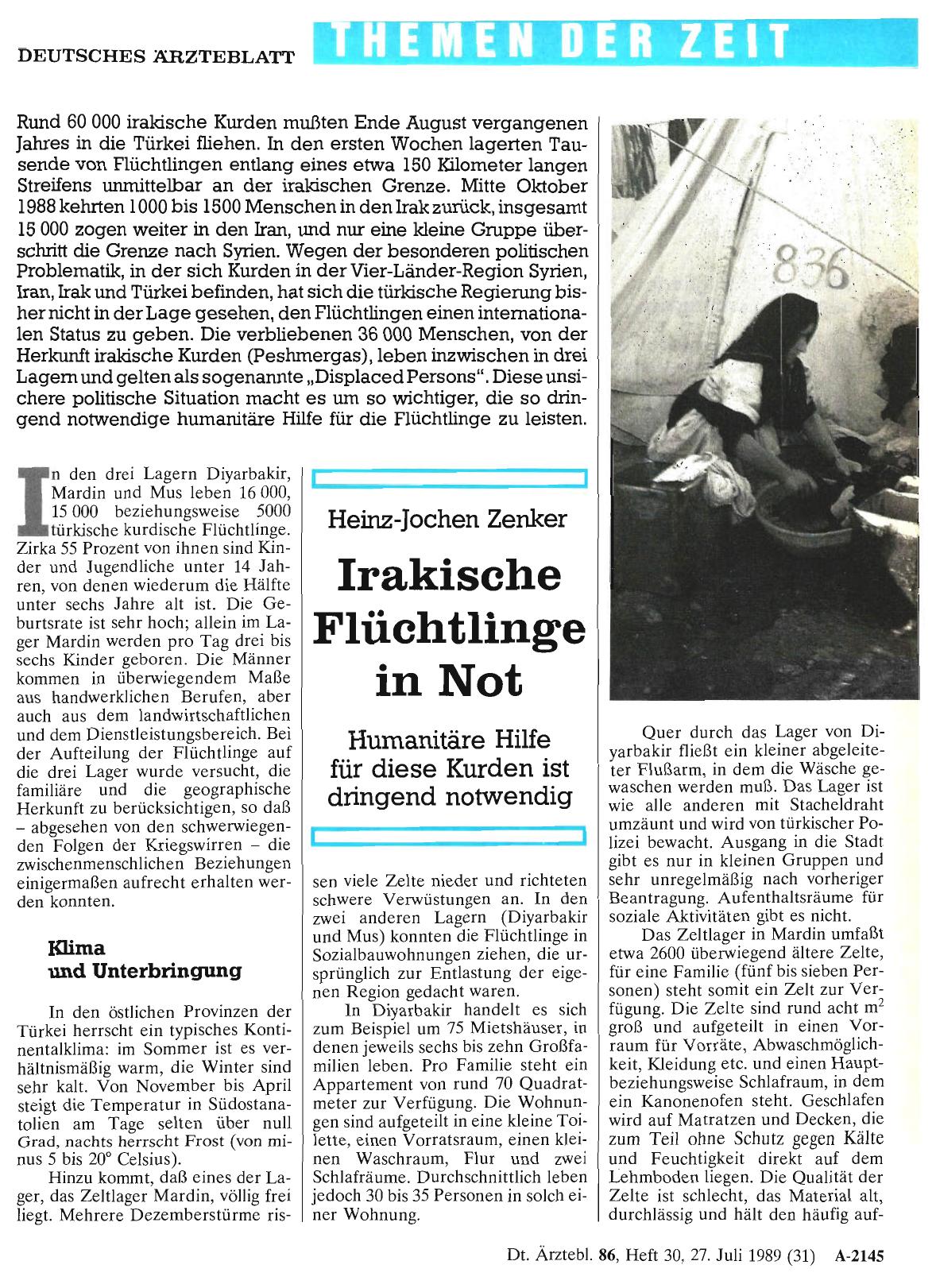 Vorschauseite 1: Irakische Flüchtlinge in Not