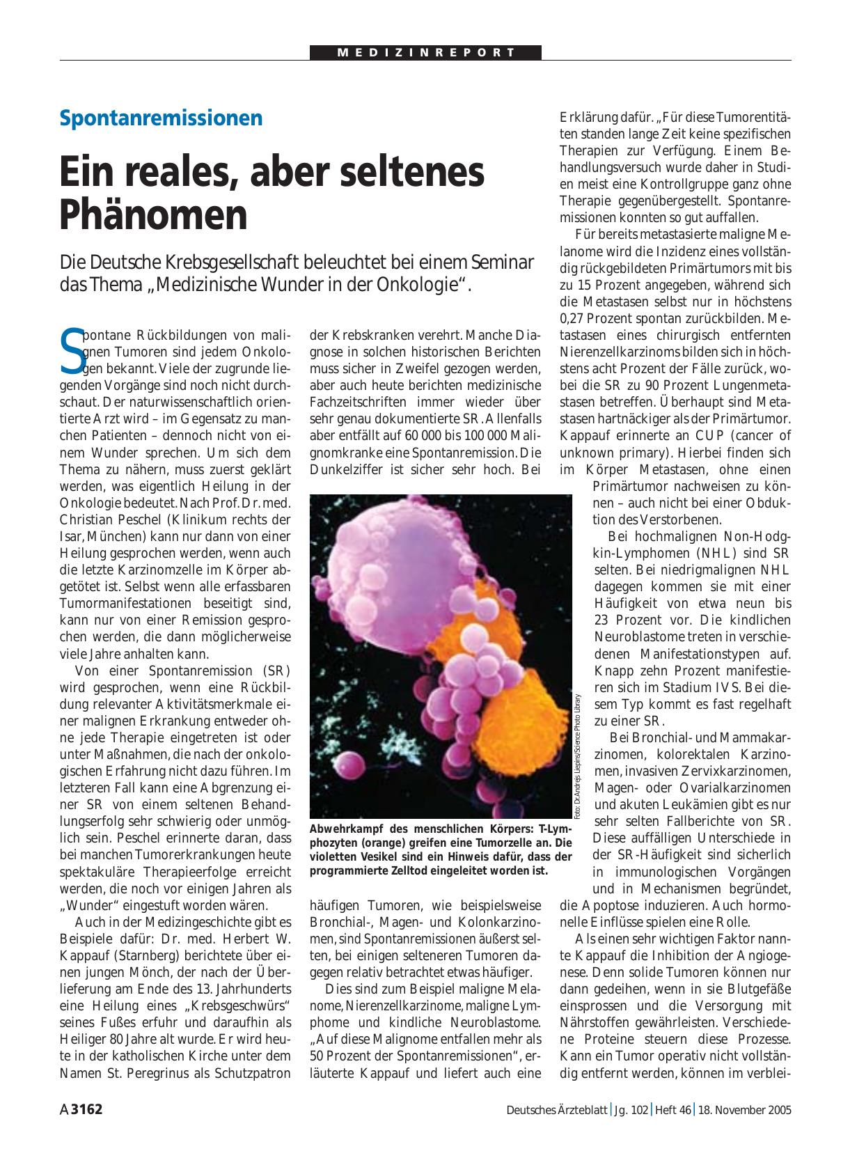 Vorschauseite 1: Spontanremissionen: Ein reales, aber seltenes Phänomen