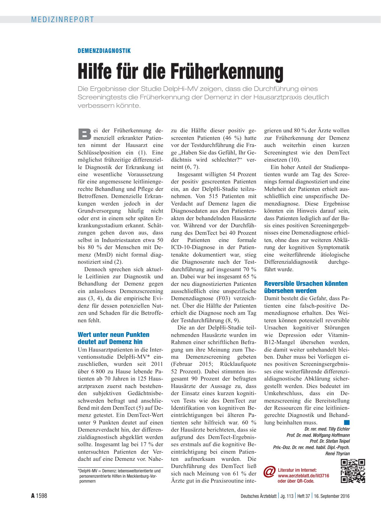 Vorschauseite 1: Demenzdiagnostik: Hilfe für die Früherkennung