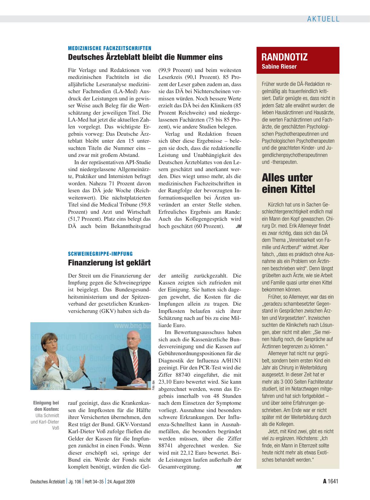 Vorschauseite 1: Medizinische Fachzeitschriften: Deutsches Ärzteblatt bleibt die Nummer eins
