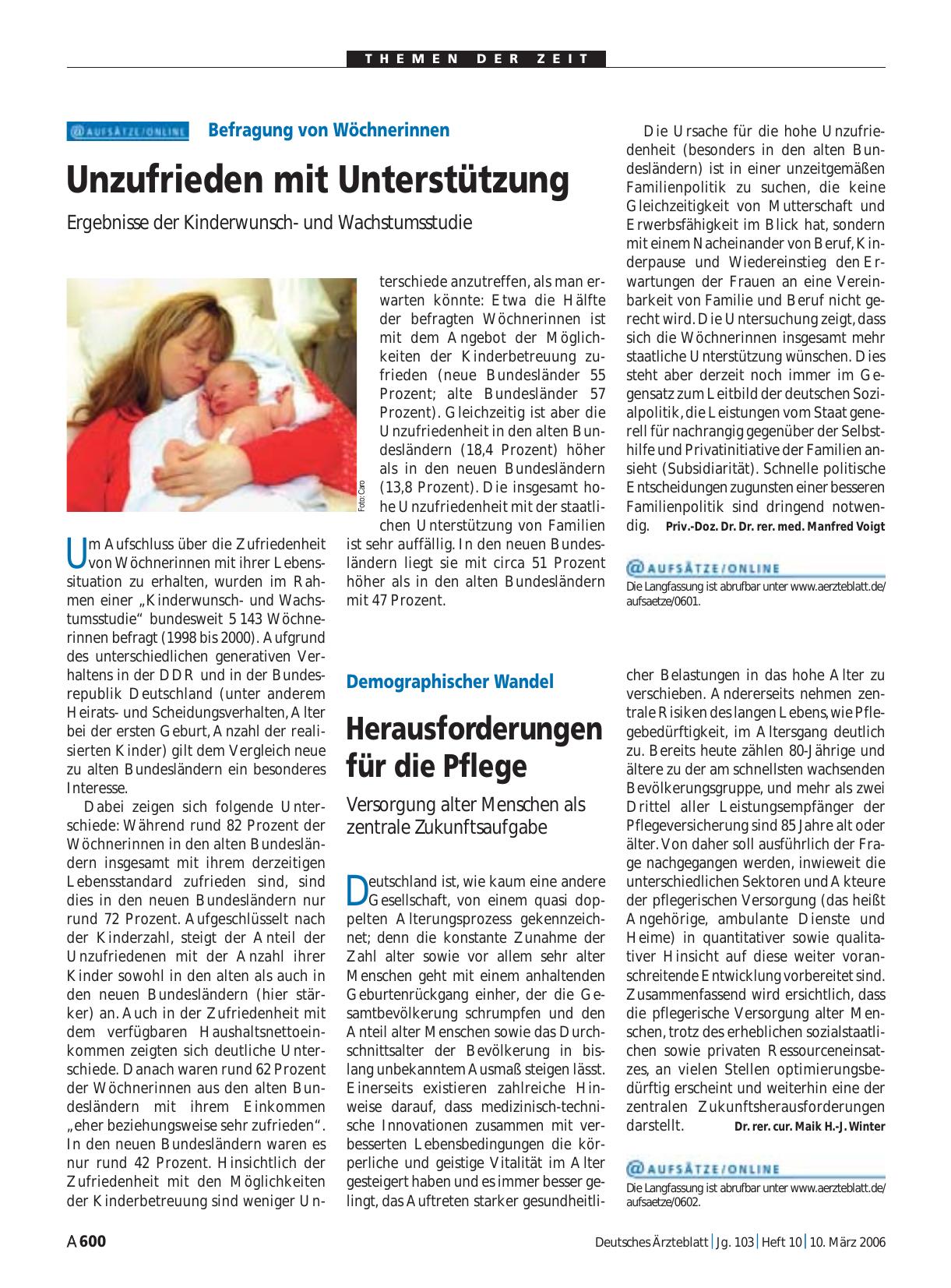 Vorschauseite 1: Demographischer Wandel: Herausforderungen für die Pflege
