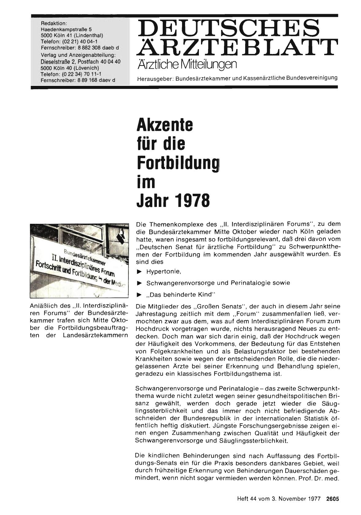 Vorschauseite 1: Akzente für die Fortbildung im Jahr 1978