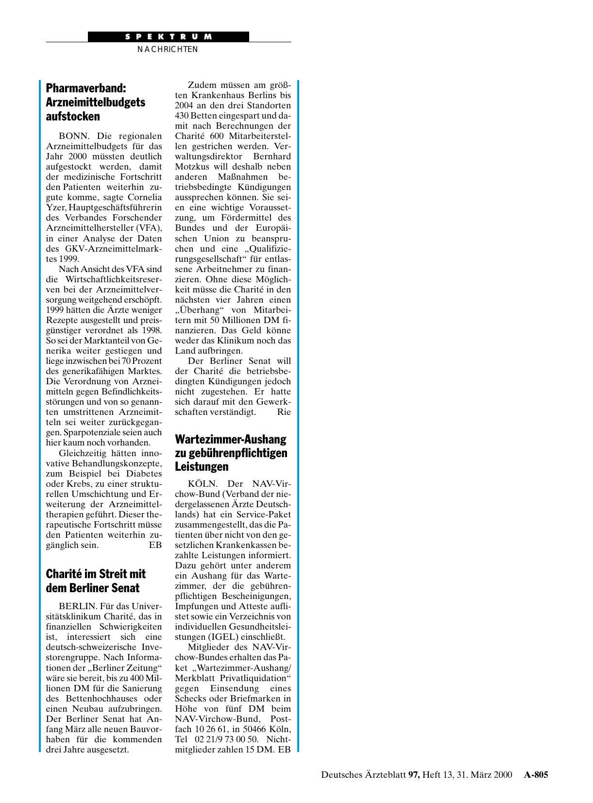 Vorschauseite 1: Wartezimmer-Aushang zu gebührenpflichtigen Leistungen