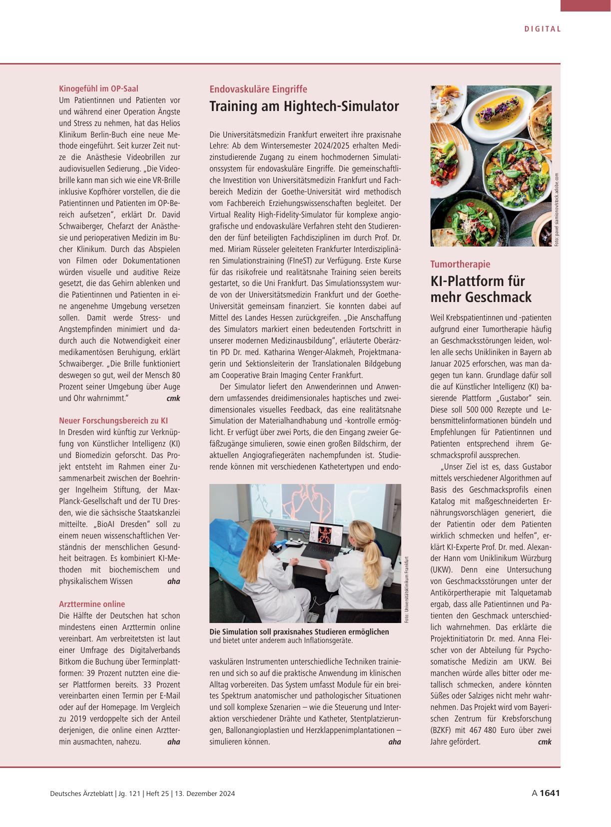 Vorschauseite 1: Endovaskuläre Eingriffe: Training am Hightech-Simulator