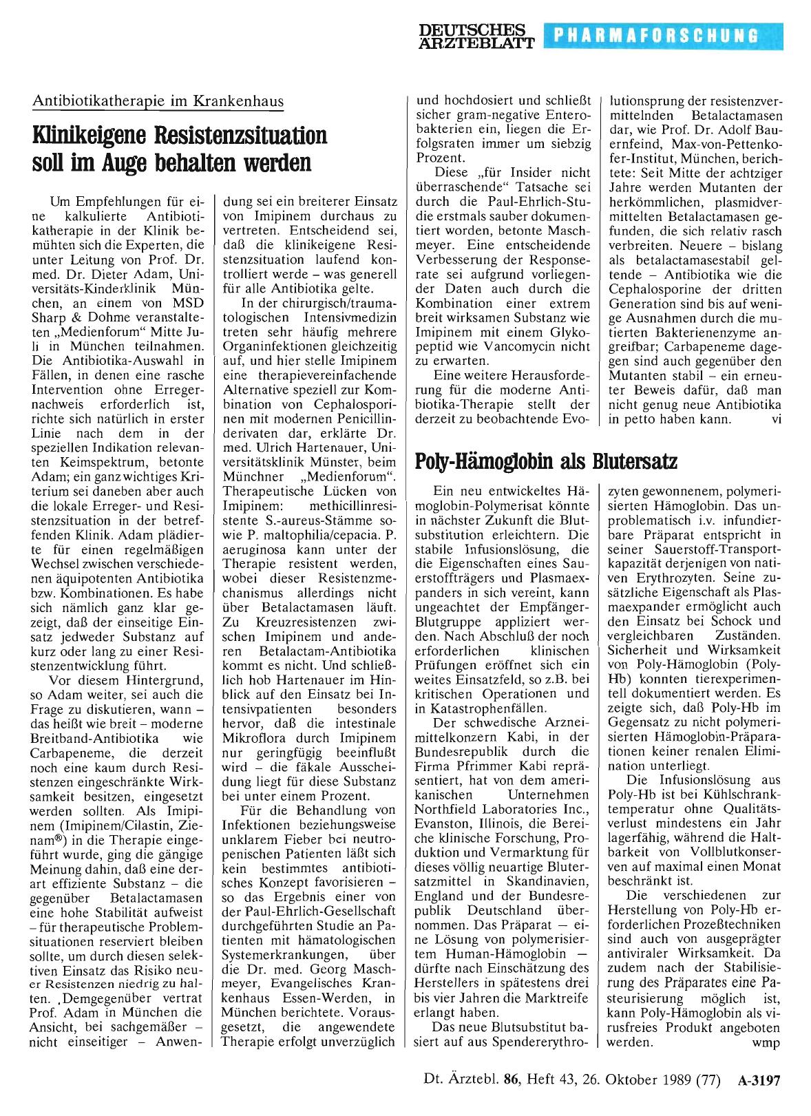Vorschauseite 1: Poly-Hämoglobin als Blutersatz