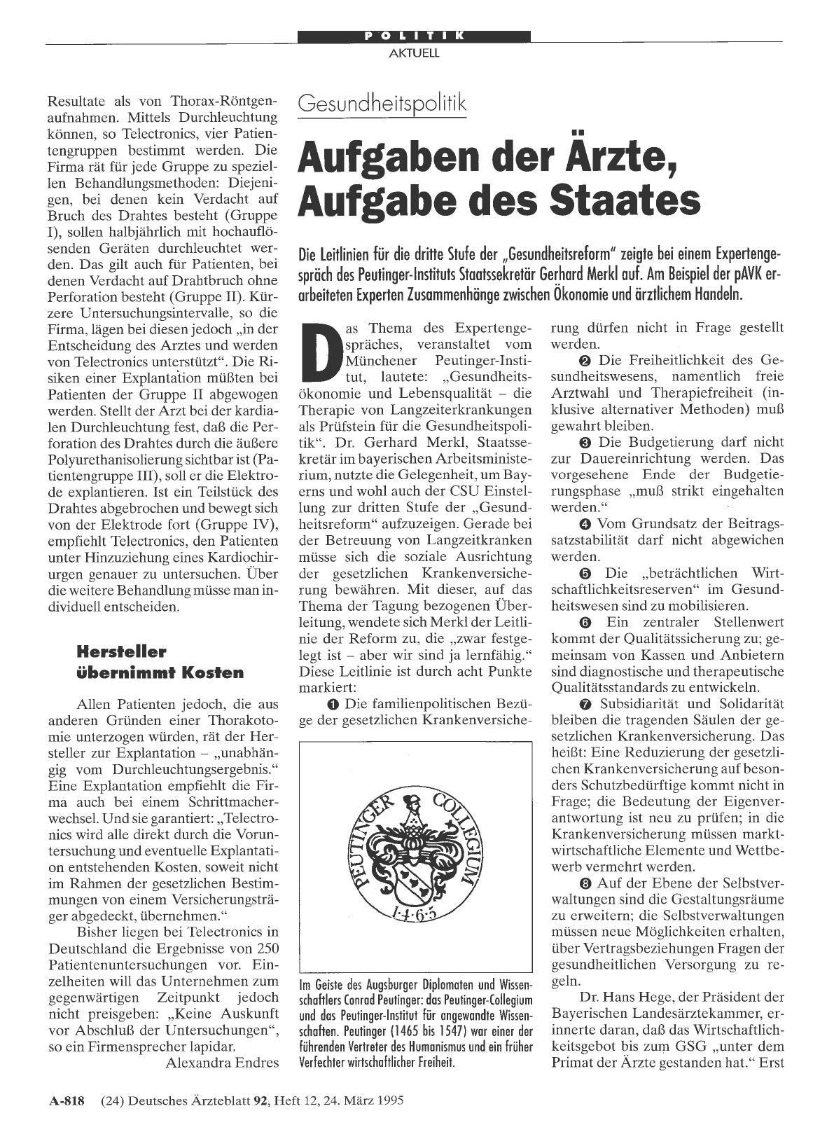 Vorschauseite 1: Gesundheitspolitik: Aufgaben der Ärzte, Aufgabe des Staates
