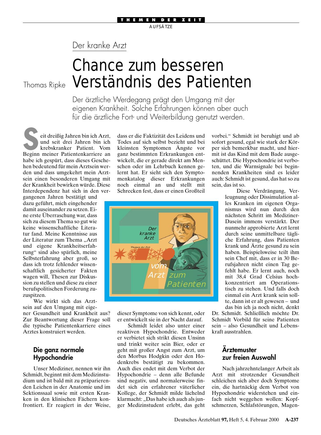 Vorschauseite 1: Der kranke Arzt: Chance zum besseren Verständnis des Patienten