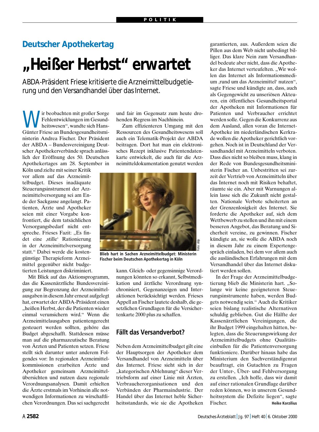 Vorschauseite 1: Deutscher Apothekertag: „Heißer Herbst“ erwartet