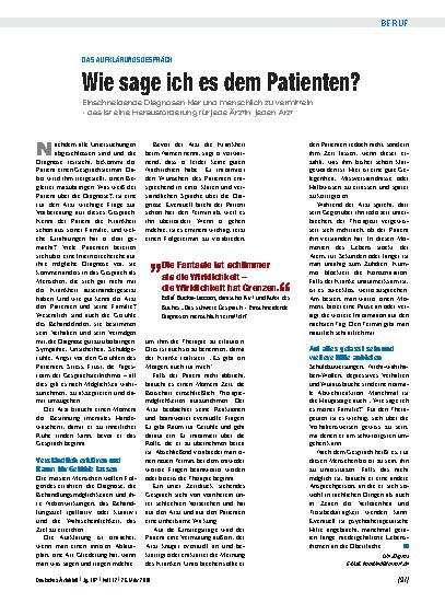 Vorschauseite 1: Das Aufklärungsgespräch: Wie sage ich es dem Patienten?