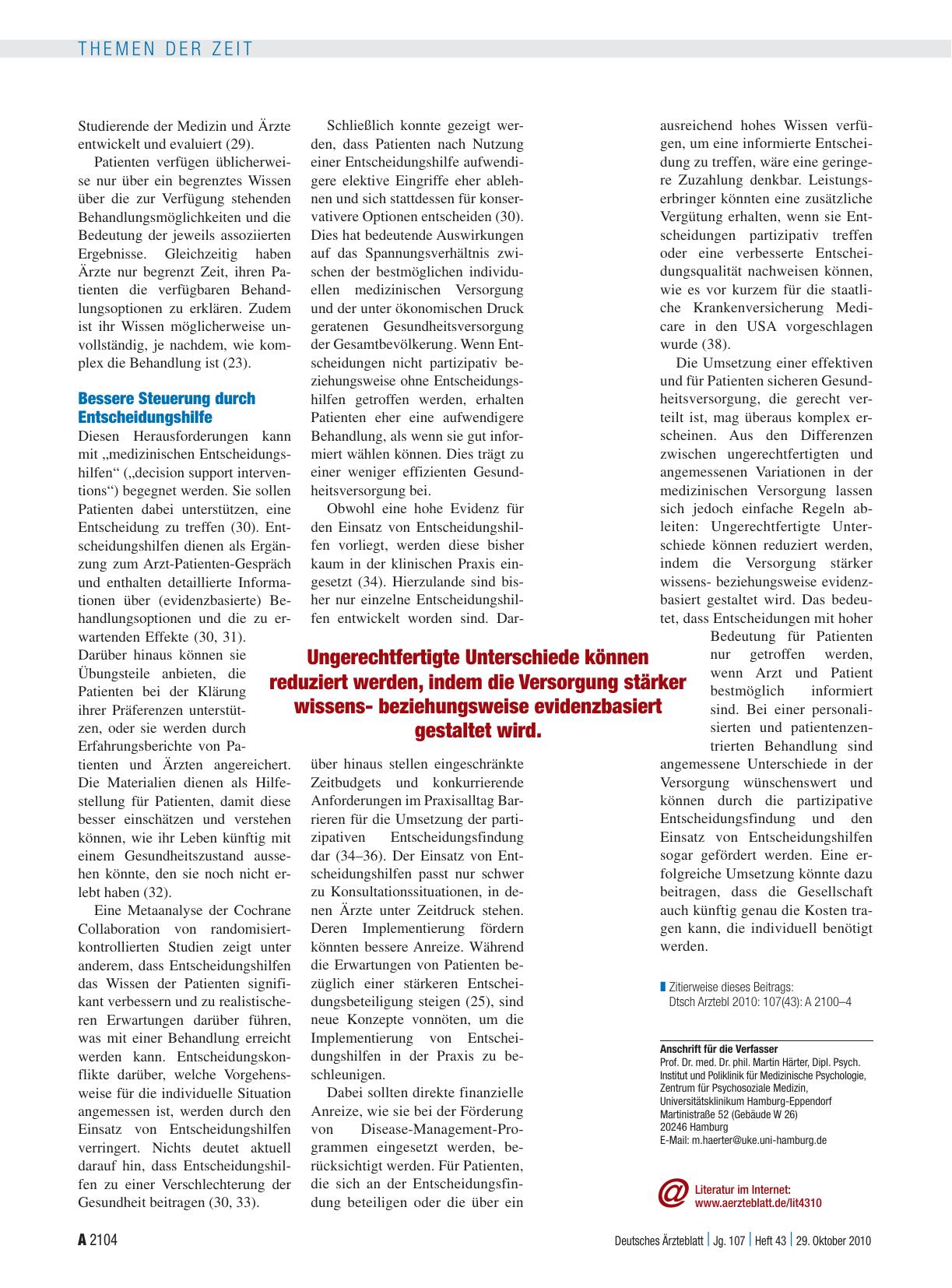 Vorschauseite 4: Variation und Verteilungsgerechtigkeit: Patientenpräferenzen berücksichtigen