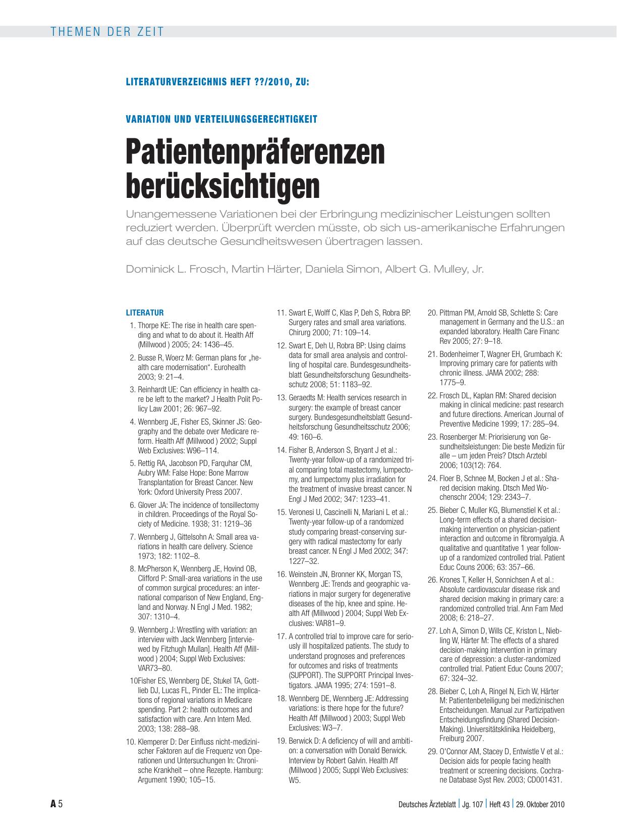 Vorschauseite 5: Variation und Verteilungsgerechtigkeit: Patientenpräferenzen berücksichtigen