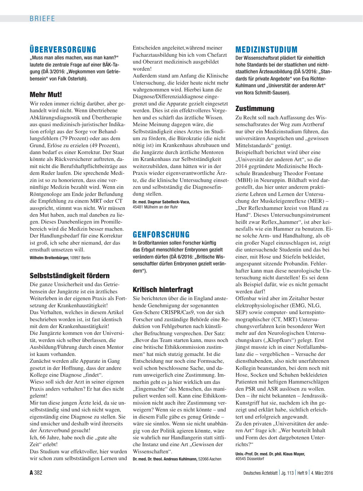 Vorschauseite 1: Medizinstudium: Zustimmung