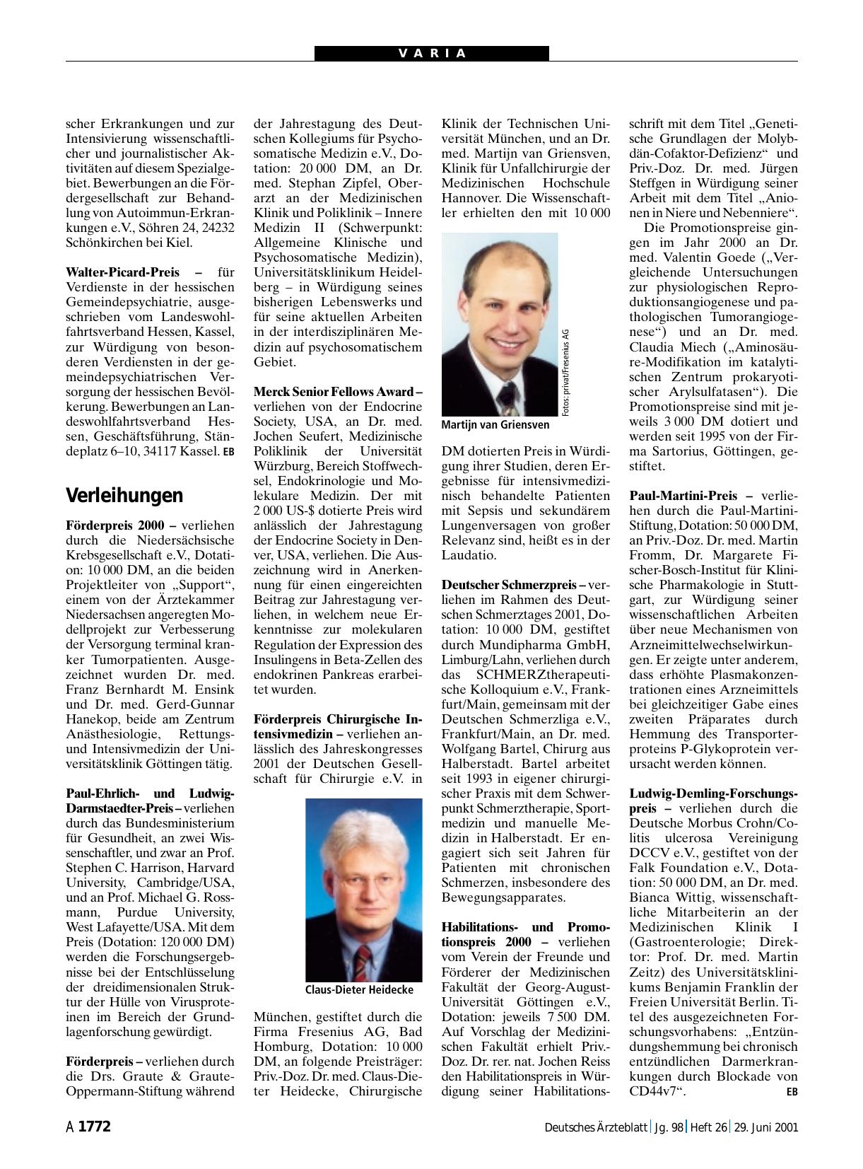 Vorschauseite 1: Verleihungen