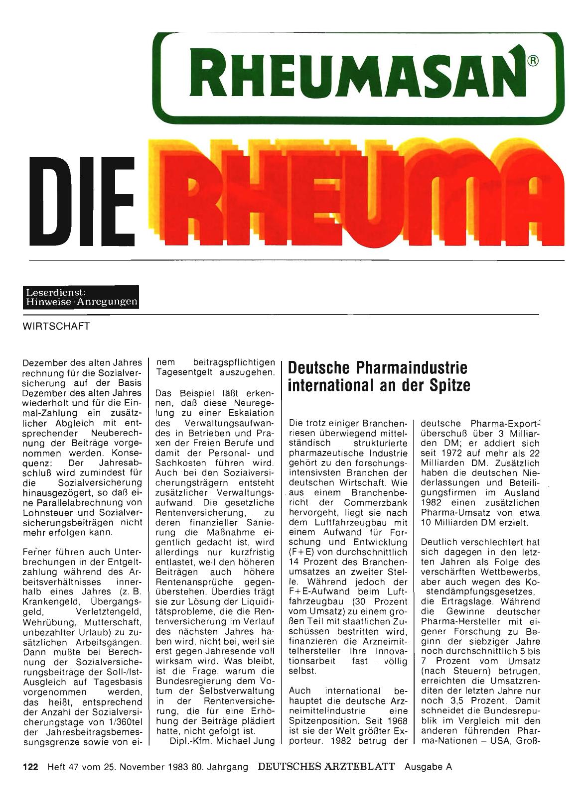 Vorschauseite 1: Deutsche Pharmaindustrie international an der Spitze