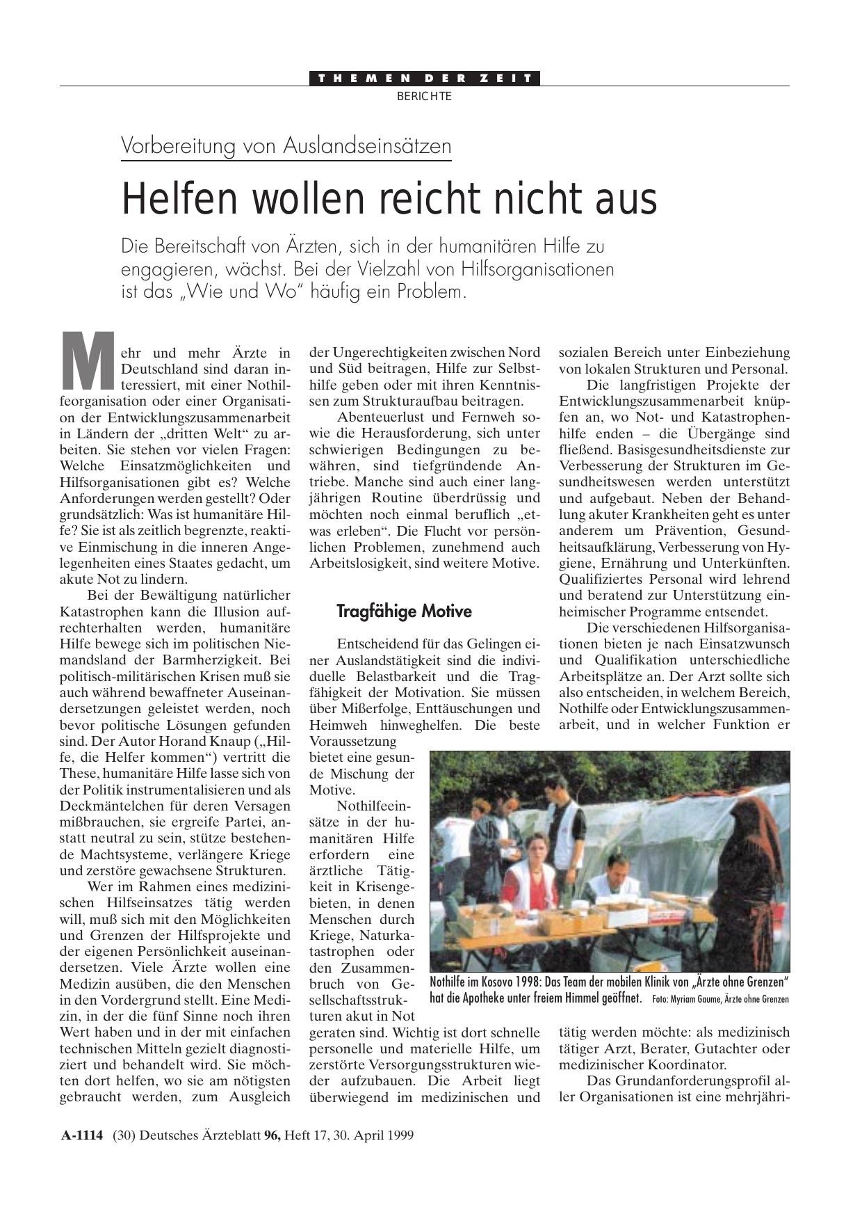 Vorschauseite 1: Vorbereitung von Auslandseinsätzen: Helfen wollen reicht nicht aus