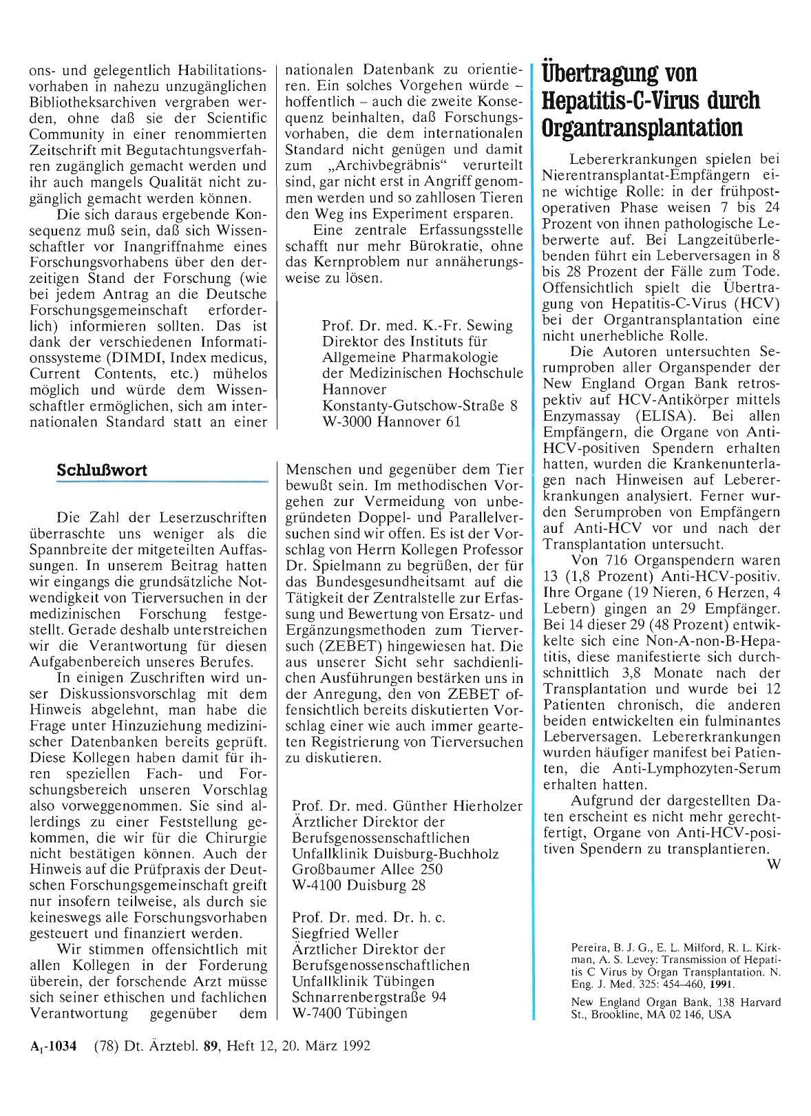 Vorschauseite 1: Tierexperimente im Rahmen der medizinischen Forschung: Schlußwort