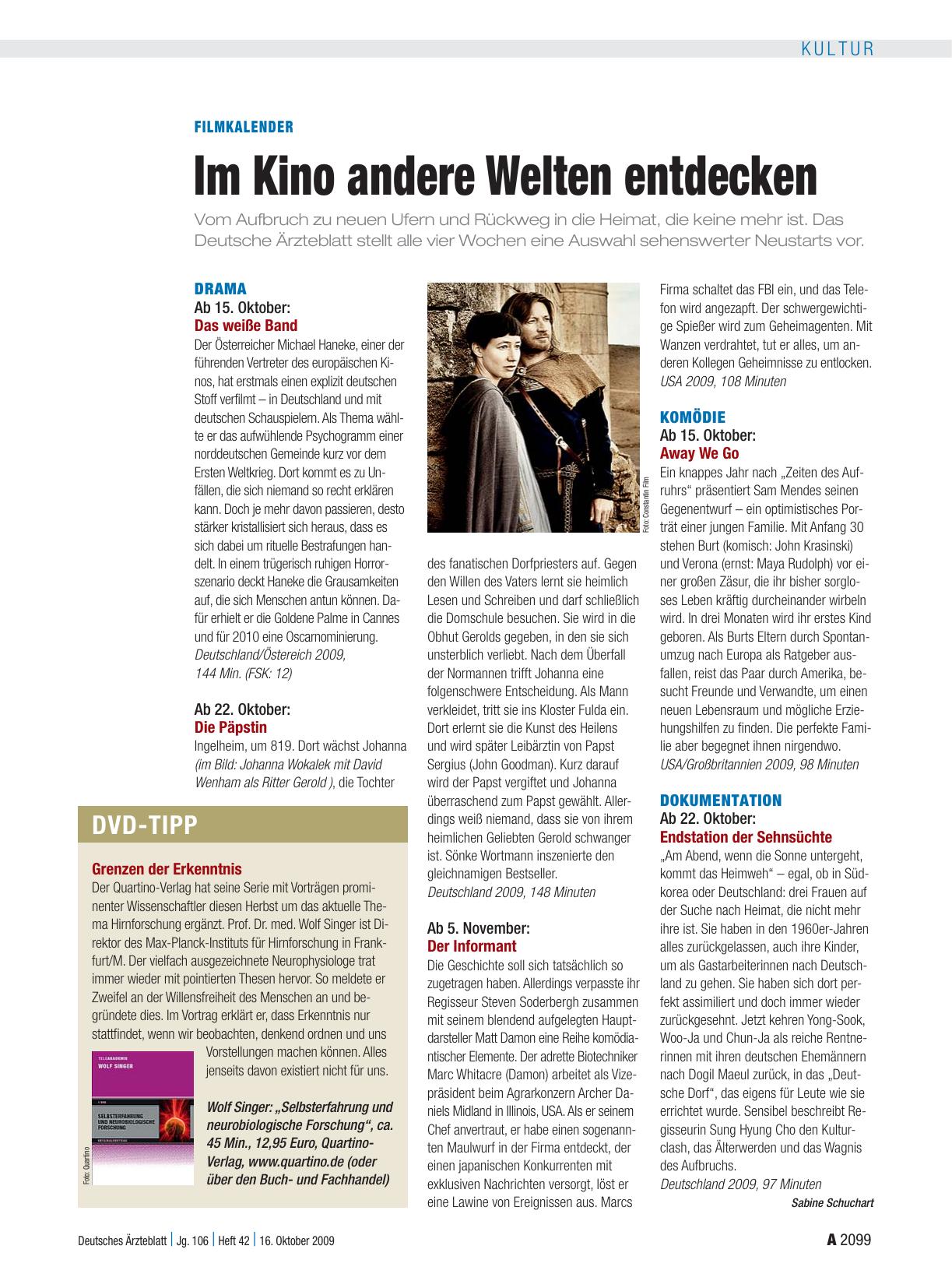 Vorschauseite 1: Filmkalender: Im Kino andere Welten entdecken