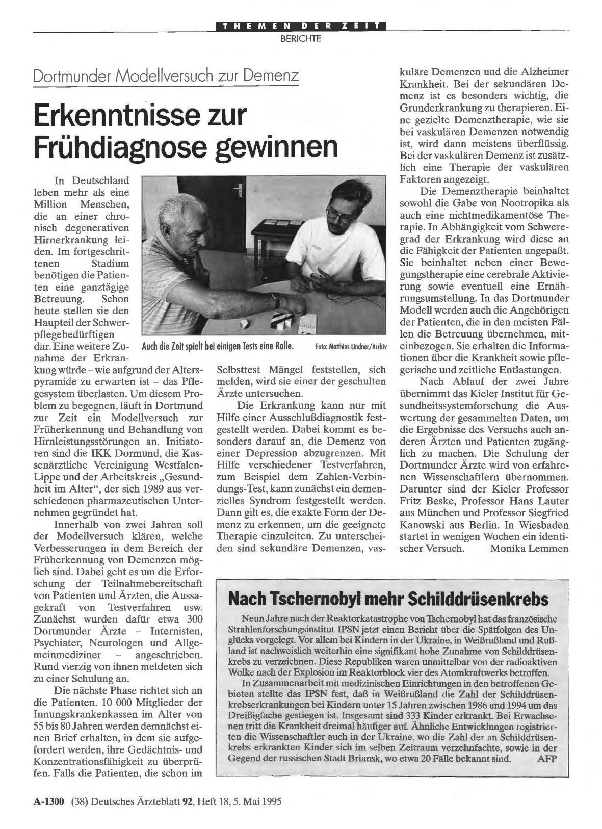Vorschauseite 1: Dortmunder Modellversuch zur Demenz: Erkenntnisse zur Frühdiagnose gewinnen