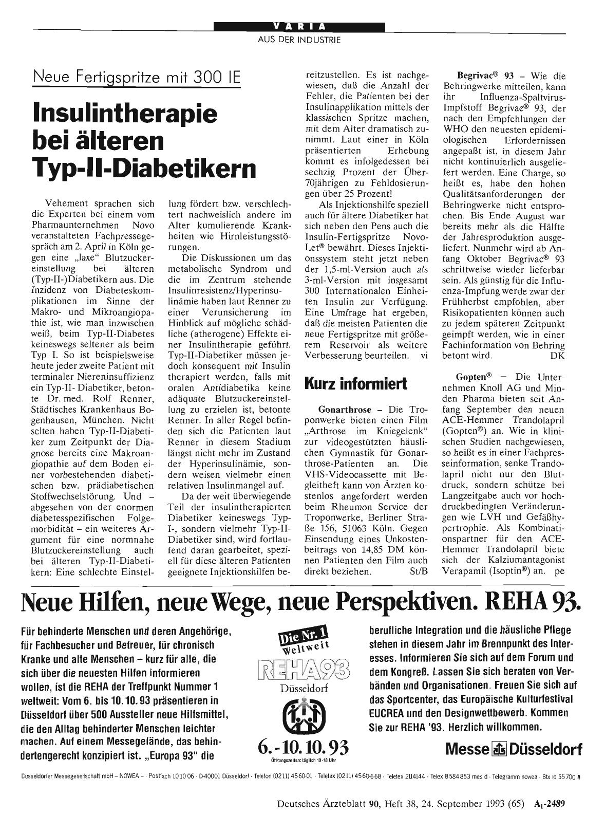 Vorschauseite 1: Neue Fertigspritze mit 300 IE Insulintherapie bei älteren Typ-Il-Diabetikern
