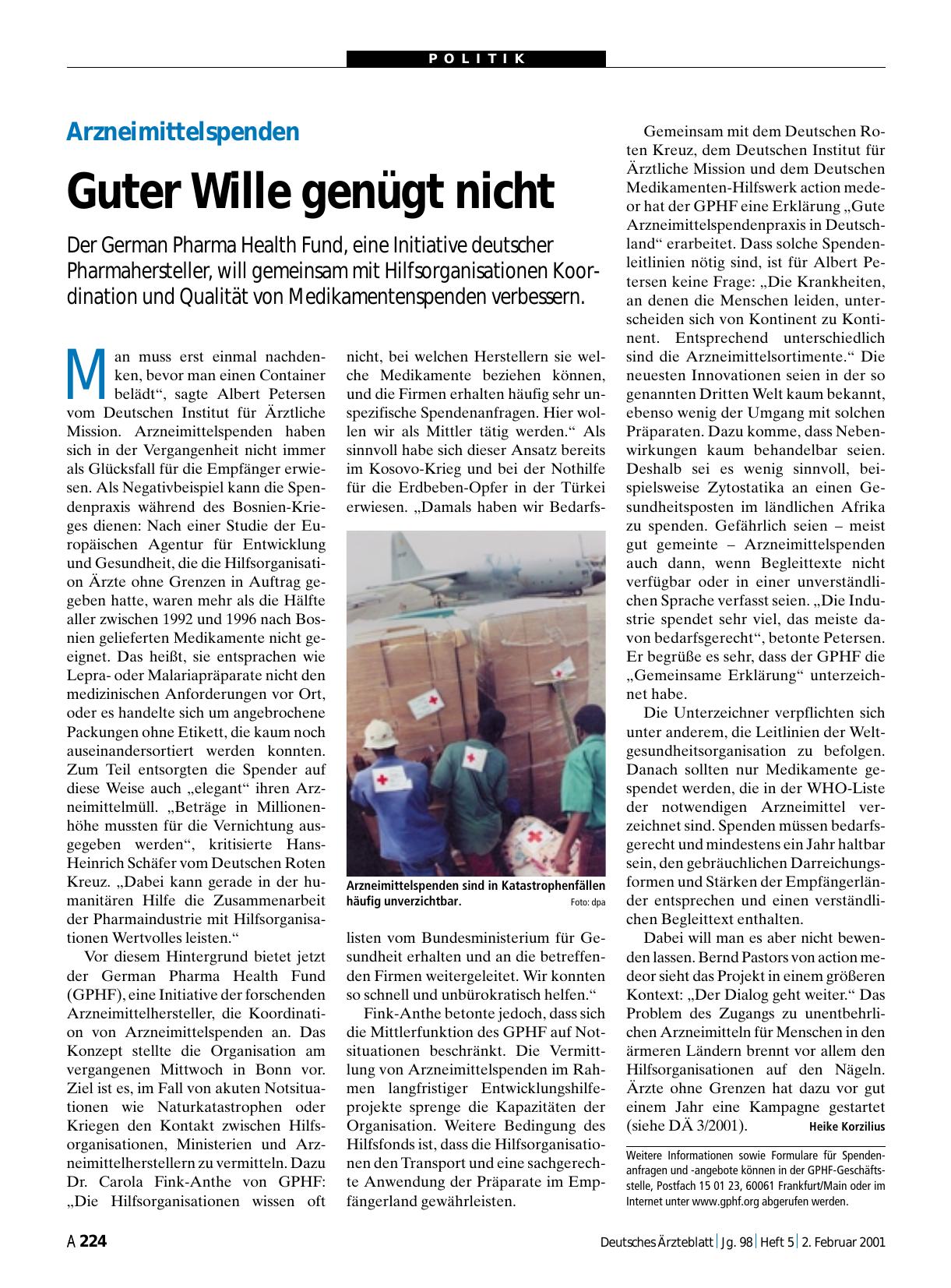 Vorschauseite 1: Arzneimittelspenden: Guter Wille genügt nicht