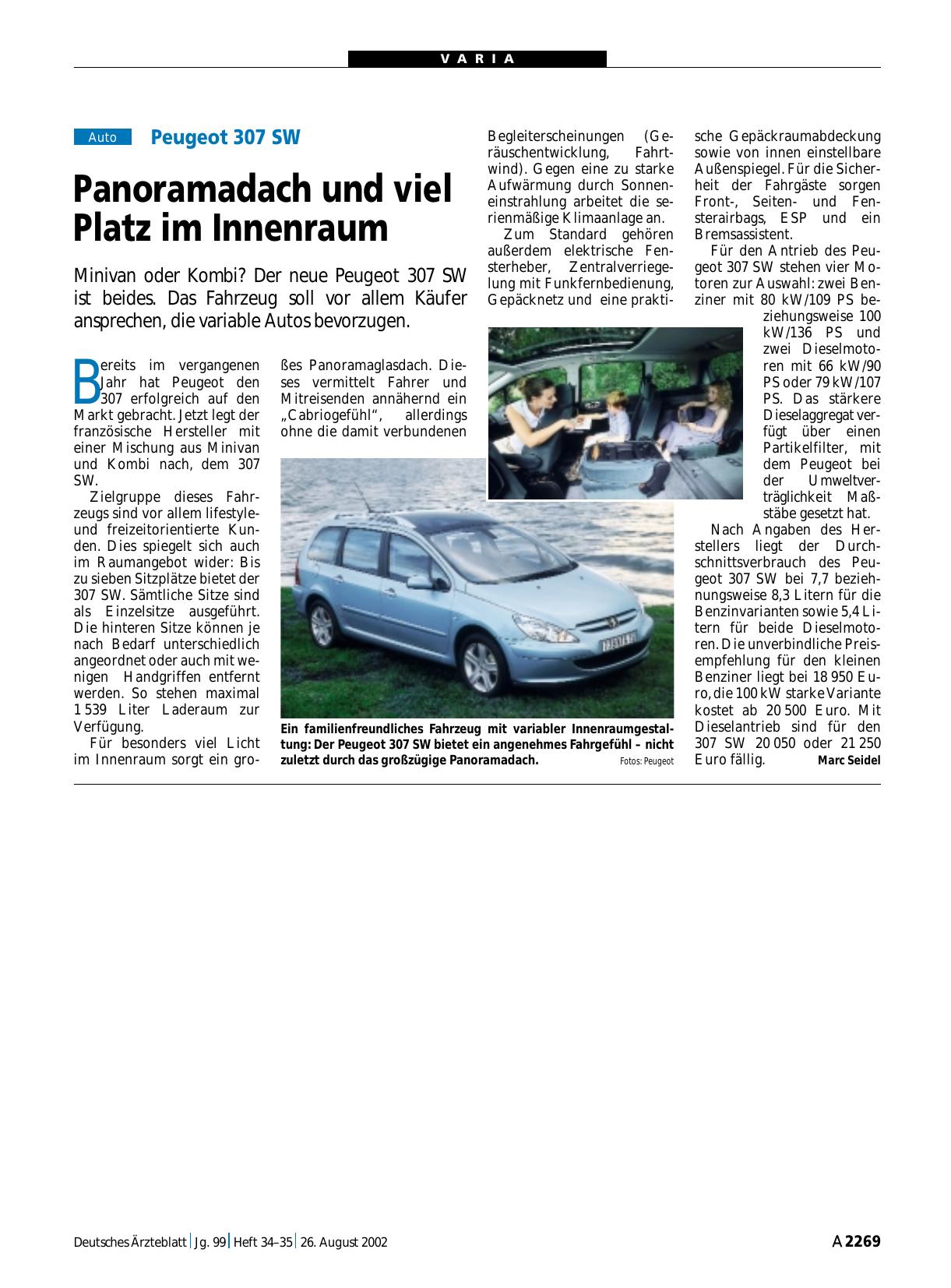 Vorschauseite 1: Peugeot 307 SW: Panoramadach und viel Platz im Innenraum