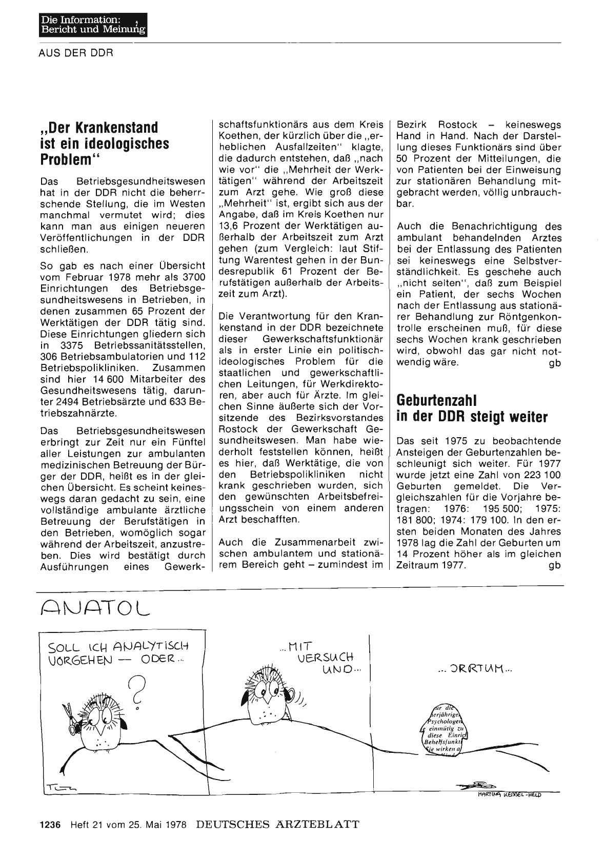 Vorschauseite 1: Geburtenzahl in der DDR steigt weiter