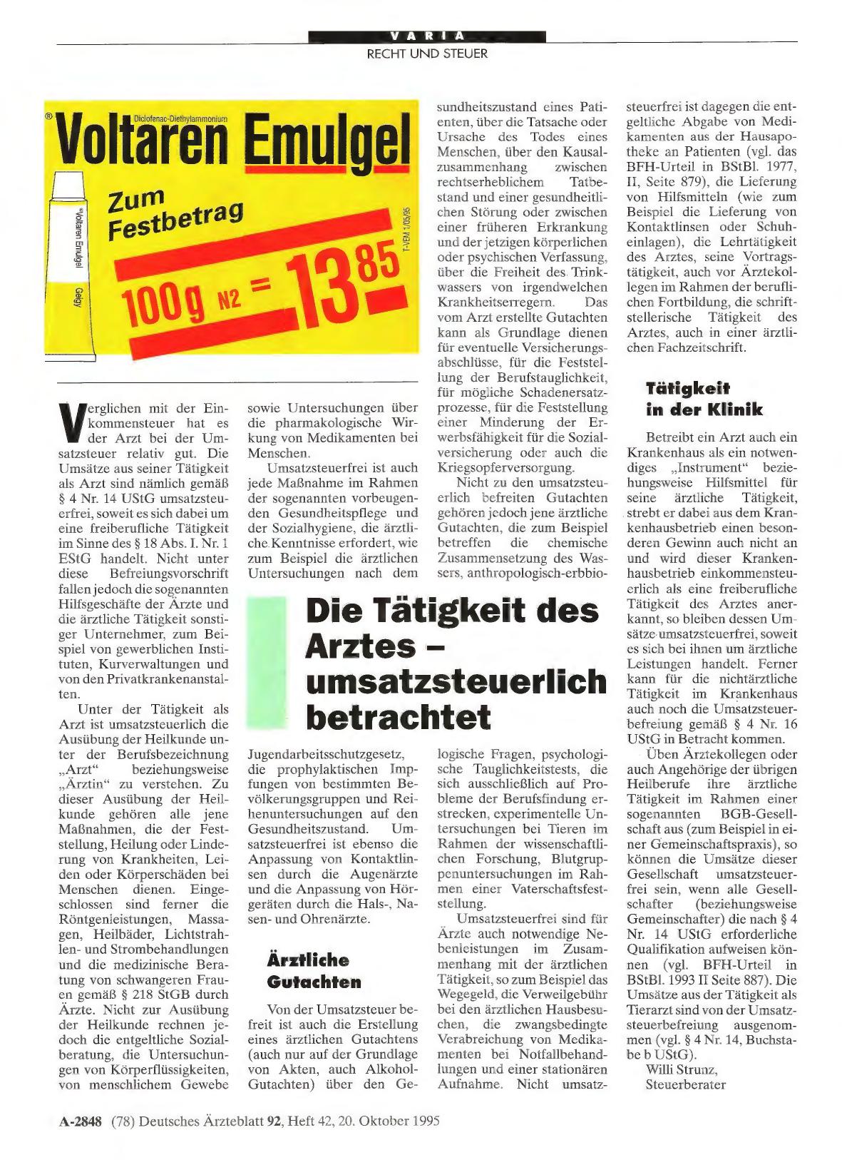 Vorschauseite 1: Die Tätigkeit des Arztes - umsatzsteuerlich betrachtet