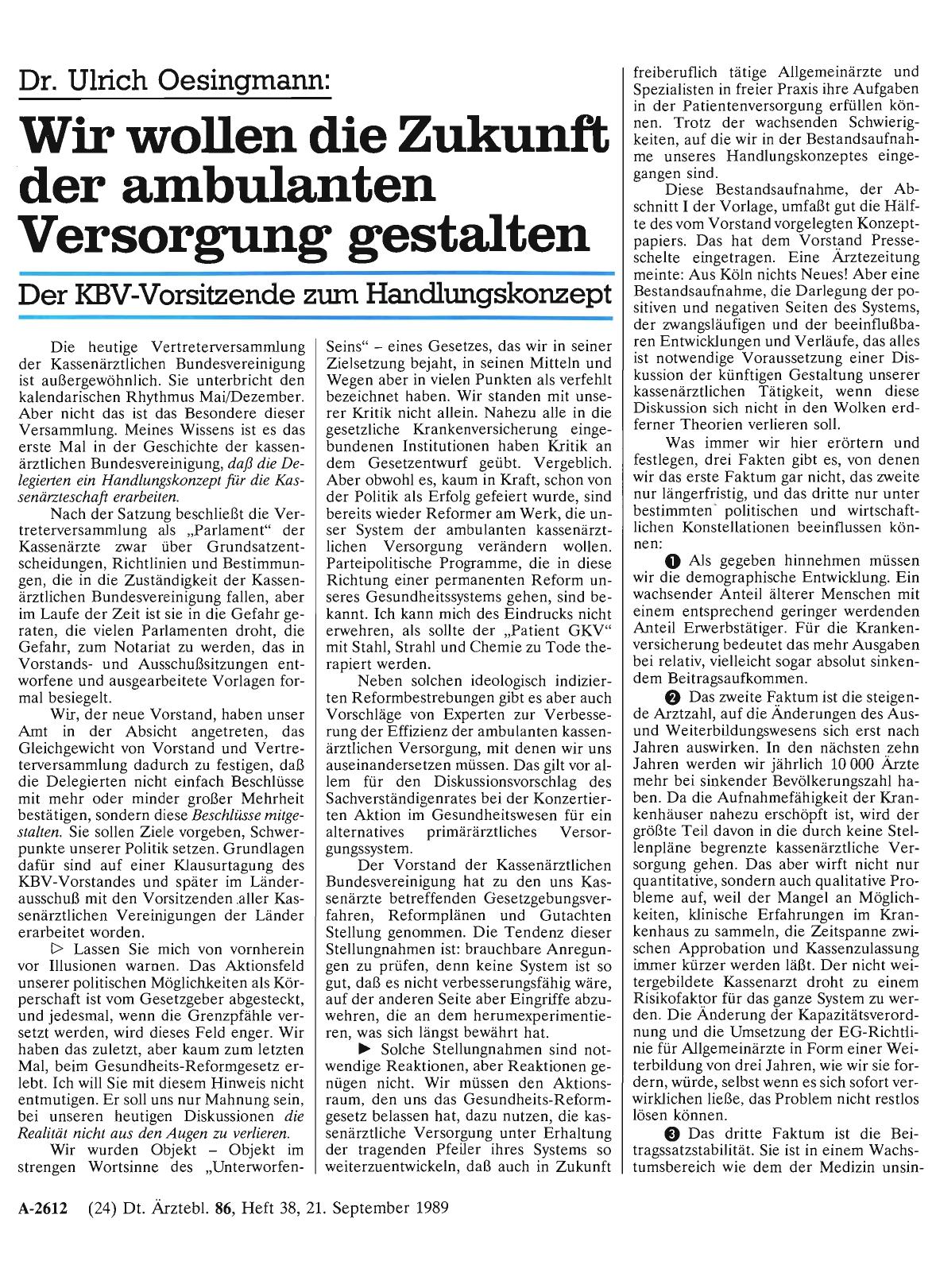 Vorschauseite 1: Dr. Ulrich Oesingmann: Wir wollen die Zukunft der ambulanten Versorgung gestalten