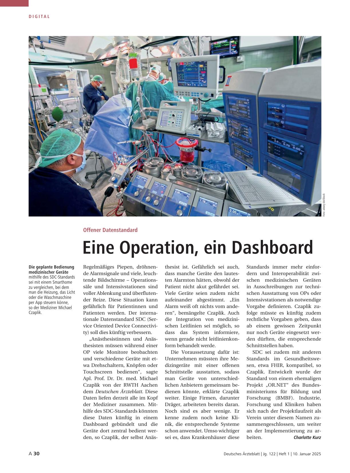 Vorschauseite 1: Offener Datenstandard: Eine Operation, ein Dashboard