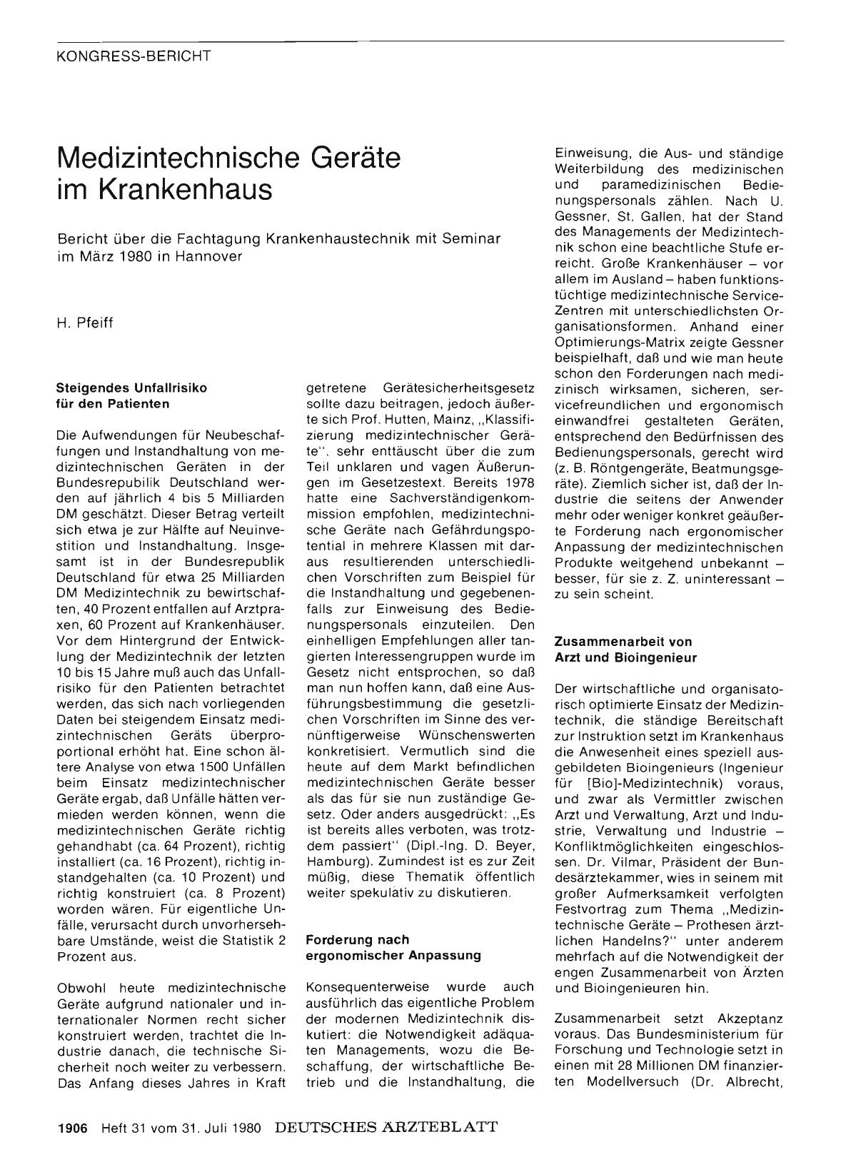 Vorschauseite 1: Medizintechnische Geräte im Krankenhaus