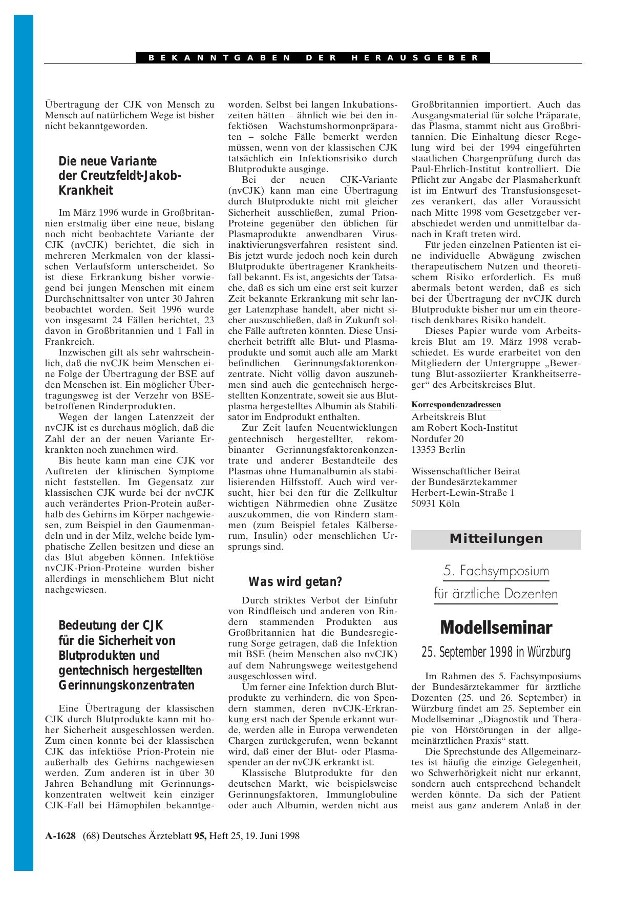 Vorschauseite 1: Mitteilungen