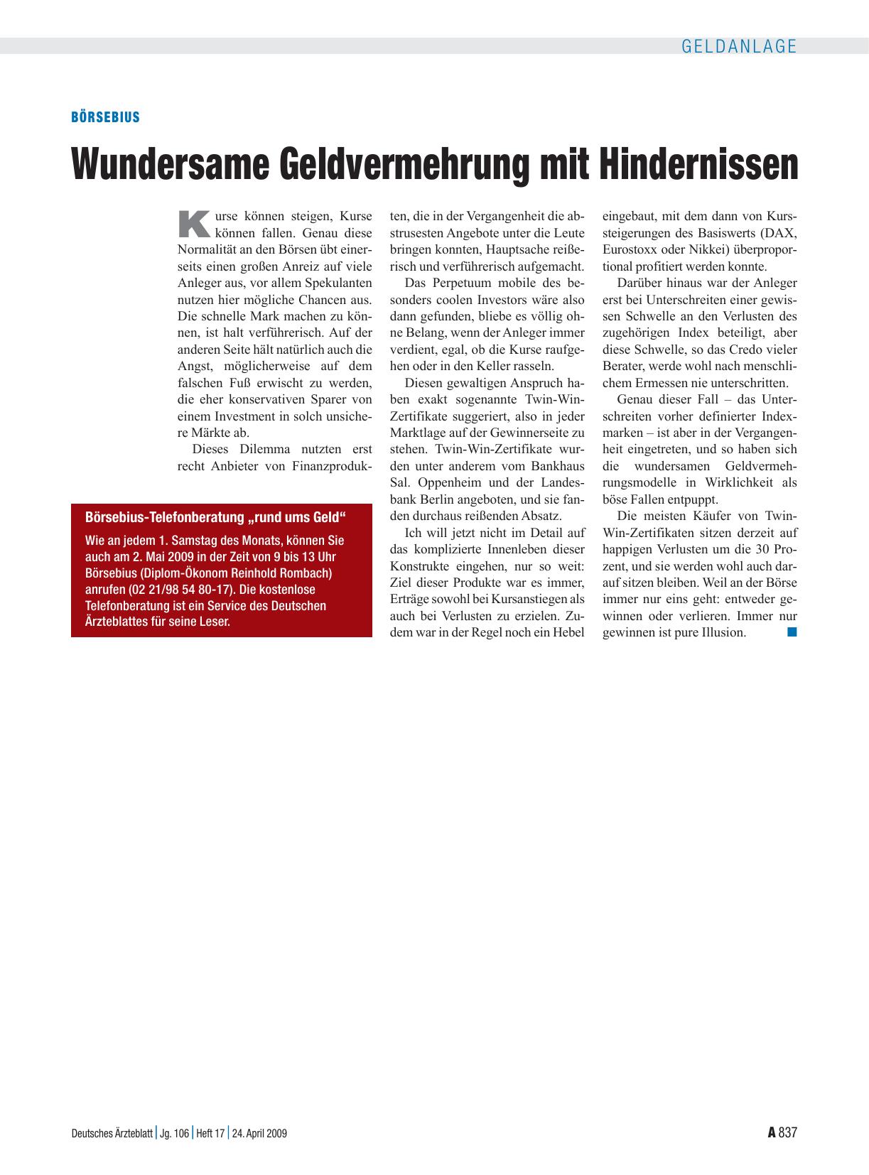 Vorschauseite 1: Börsebius: Wundersame Geldvermehrung mit Hindernissen