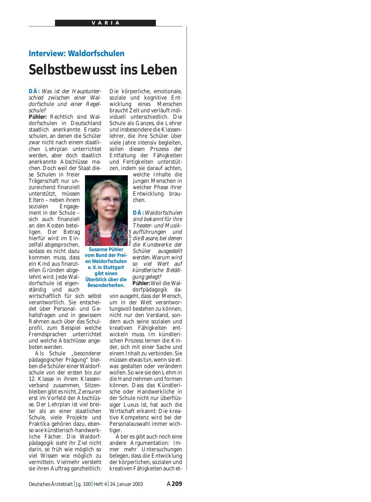 Vorschauseite 1: Interview: Waldorfschulen – Selbstbewusst ins Leben