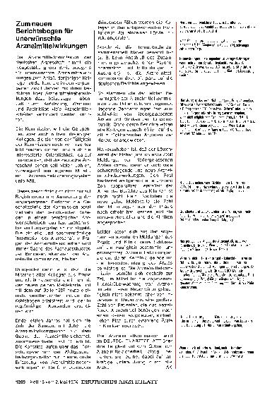 Vorschauseite 1: Zum neuen Berichtsbogen für unerwünschte Arzneimittelwirkungen