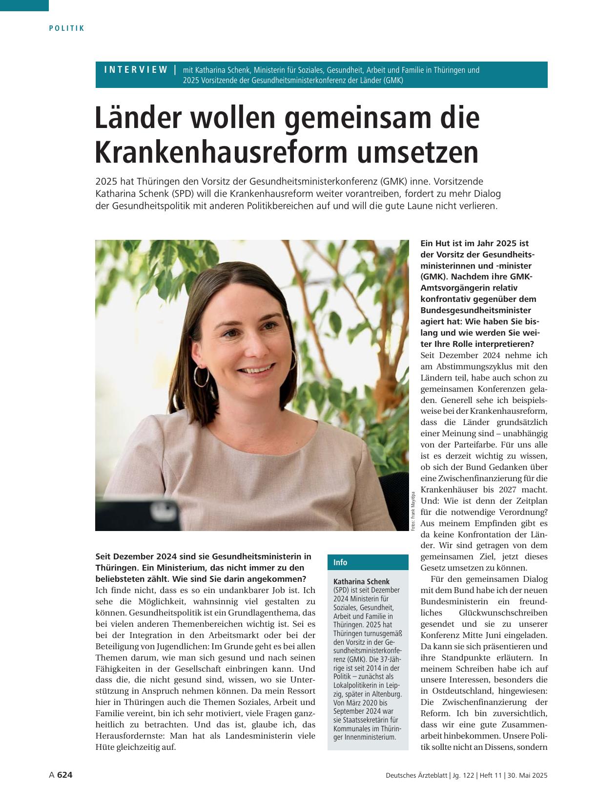 Vorschauseite 1: Länder wollen gemeinsam die Krankenhausreform umsetzen.