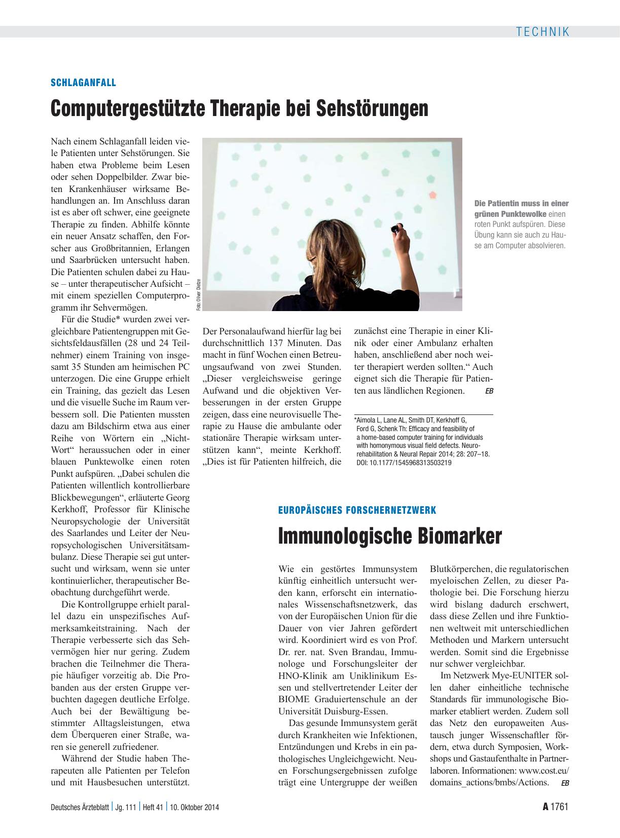 Vorschauseite 1: Europäisches Forschernetzwerk: Immunologische Biomarker