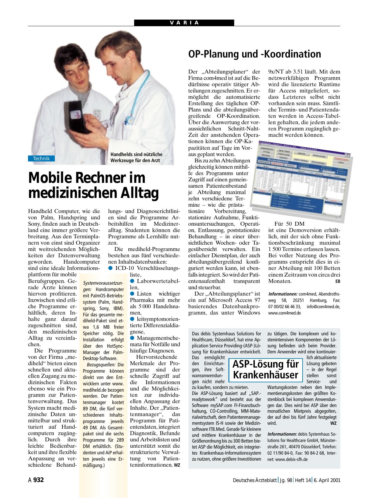 Vorschauseite 1: ASP-Lösung für Krankenhäuser