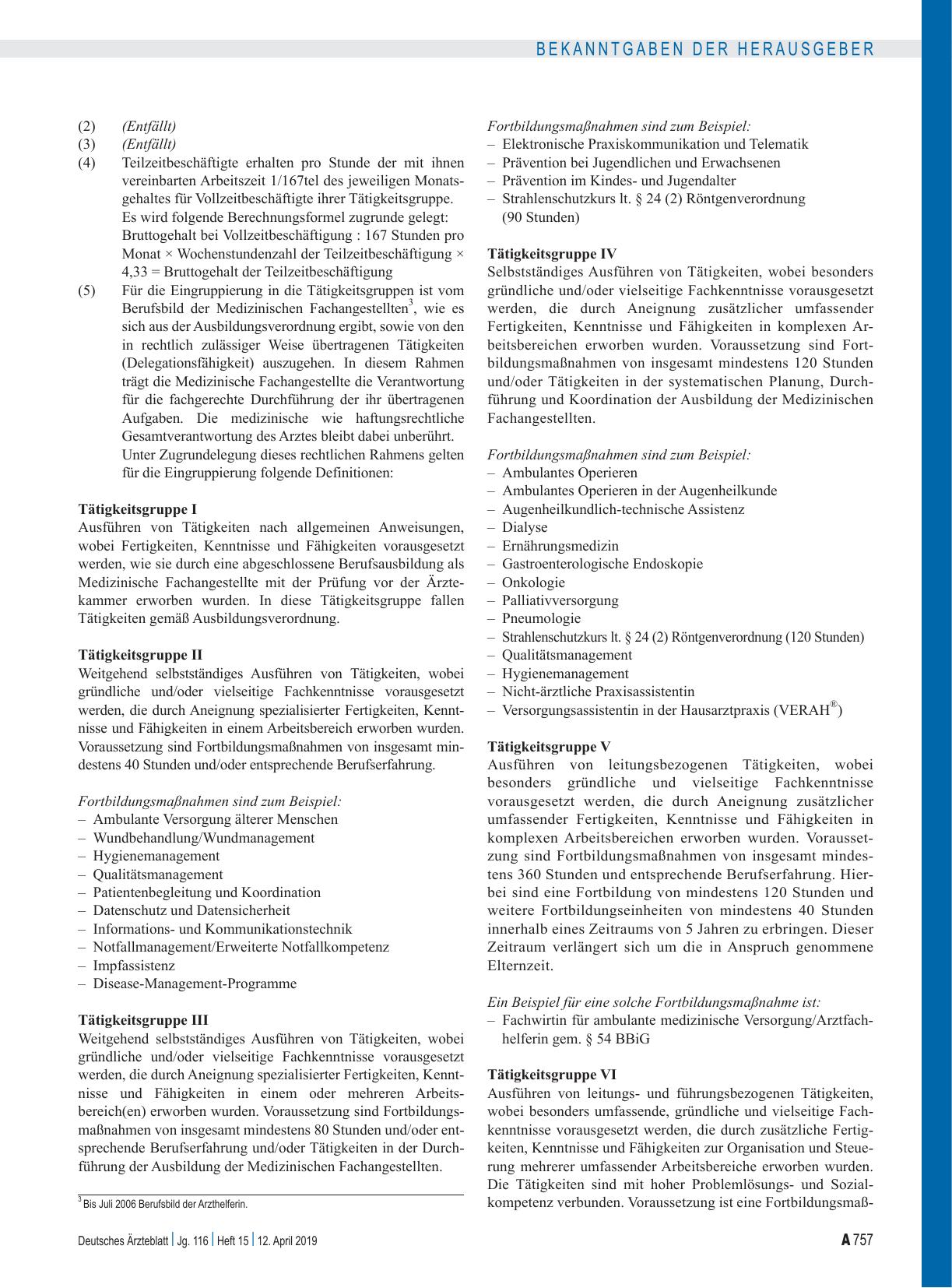Vorschauseite 2: Gehaltstarifvertrag für Medizinische Fachangestellte/Arzthelferinnen